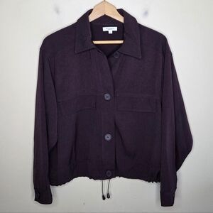 Max Studio Dark Burgundy Wine Utility Button Front Jacket Size Large